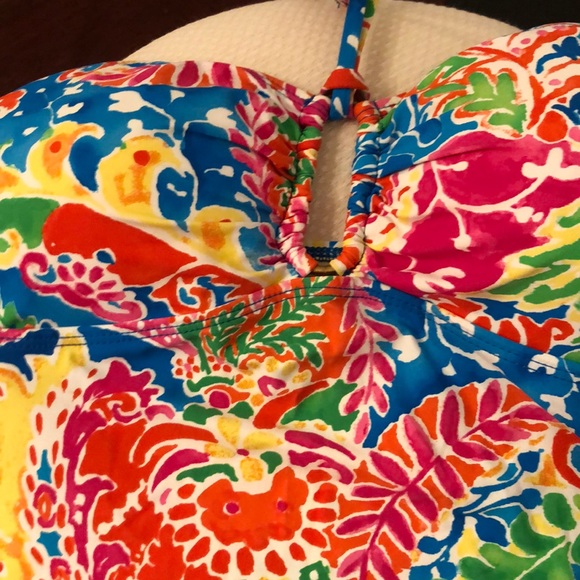 Lauren Swim key hole bright swim top - Picture 2 of 6